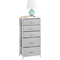 mDesign Cómoda de tela – Práctico organizador de armarios con 5 cajones en dos tamaños – Cajonera estrecha para…